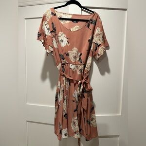 SHEIN Floral Print V neck Women's Dress - Pink